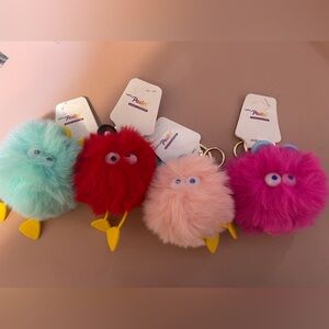 4 New Pom Pom Keychains